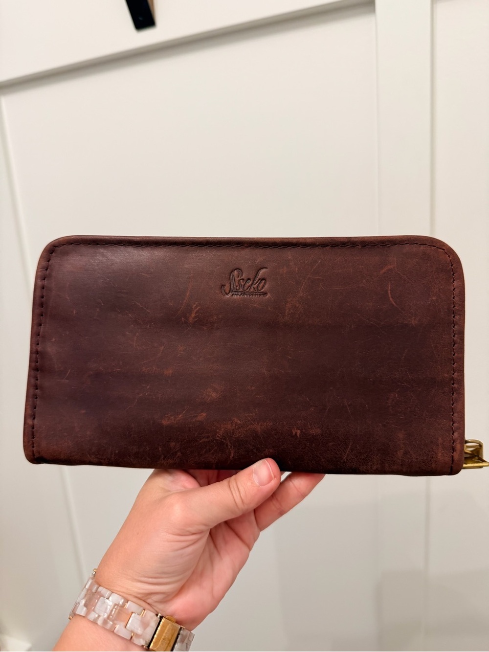Sseko Mahogany Leather Zip Wallet